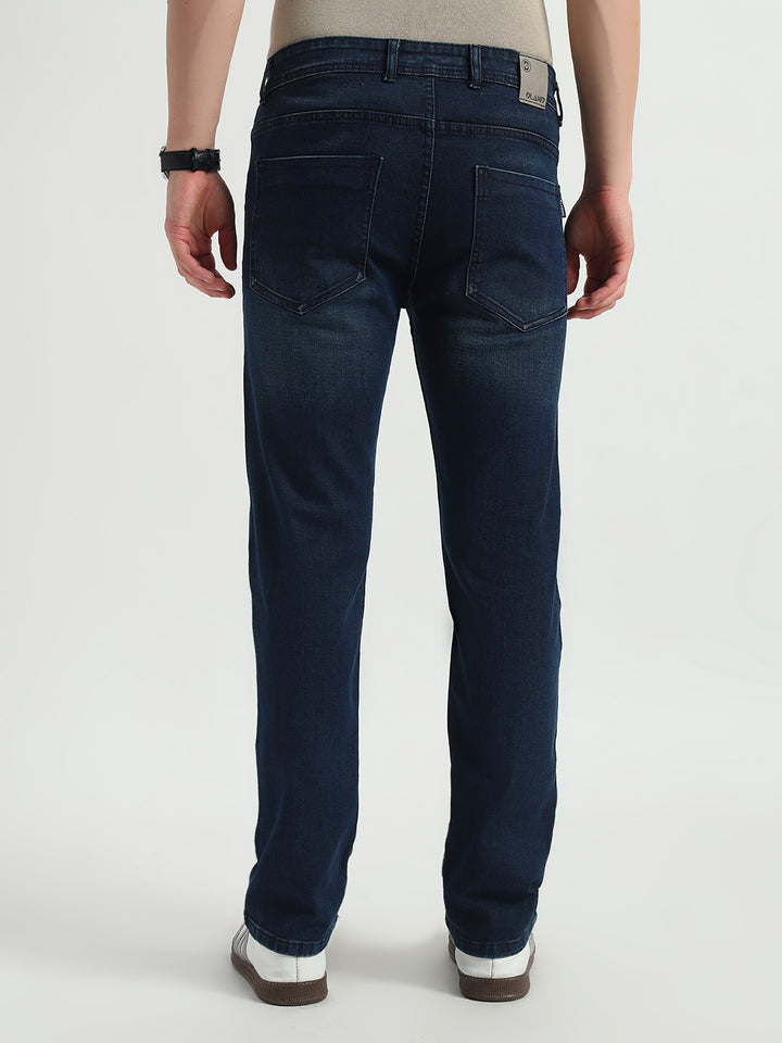Deep Blue Faded Straight Fit Jeans