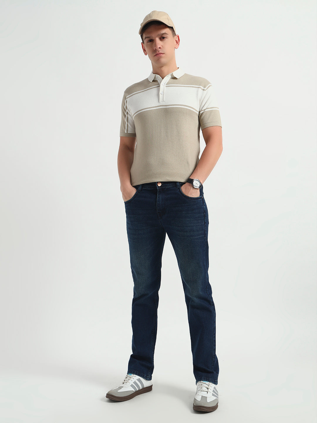 Deep Blue Faded Straight Fit Jeans