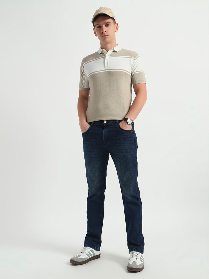 Deep Blue Faded Straight Fit Jeans