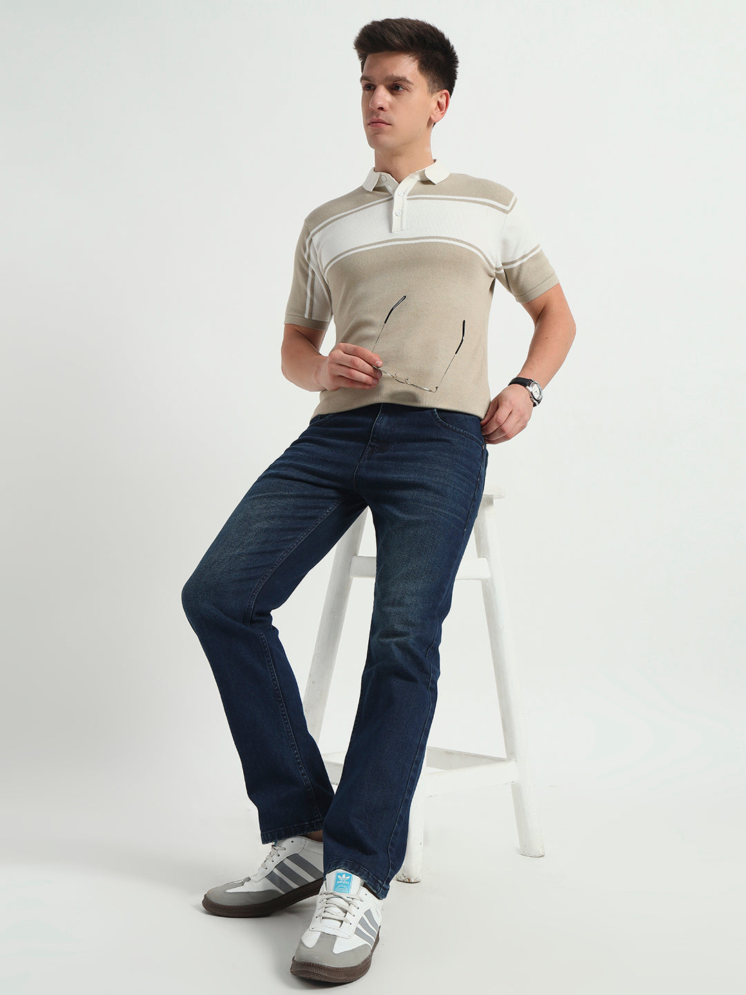Deep Blue Faded Straight Fit Jeans