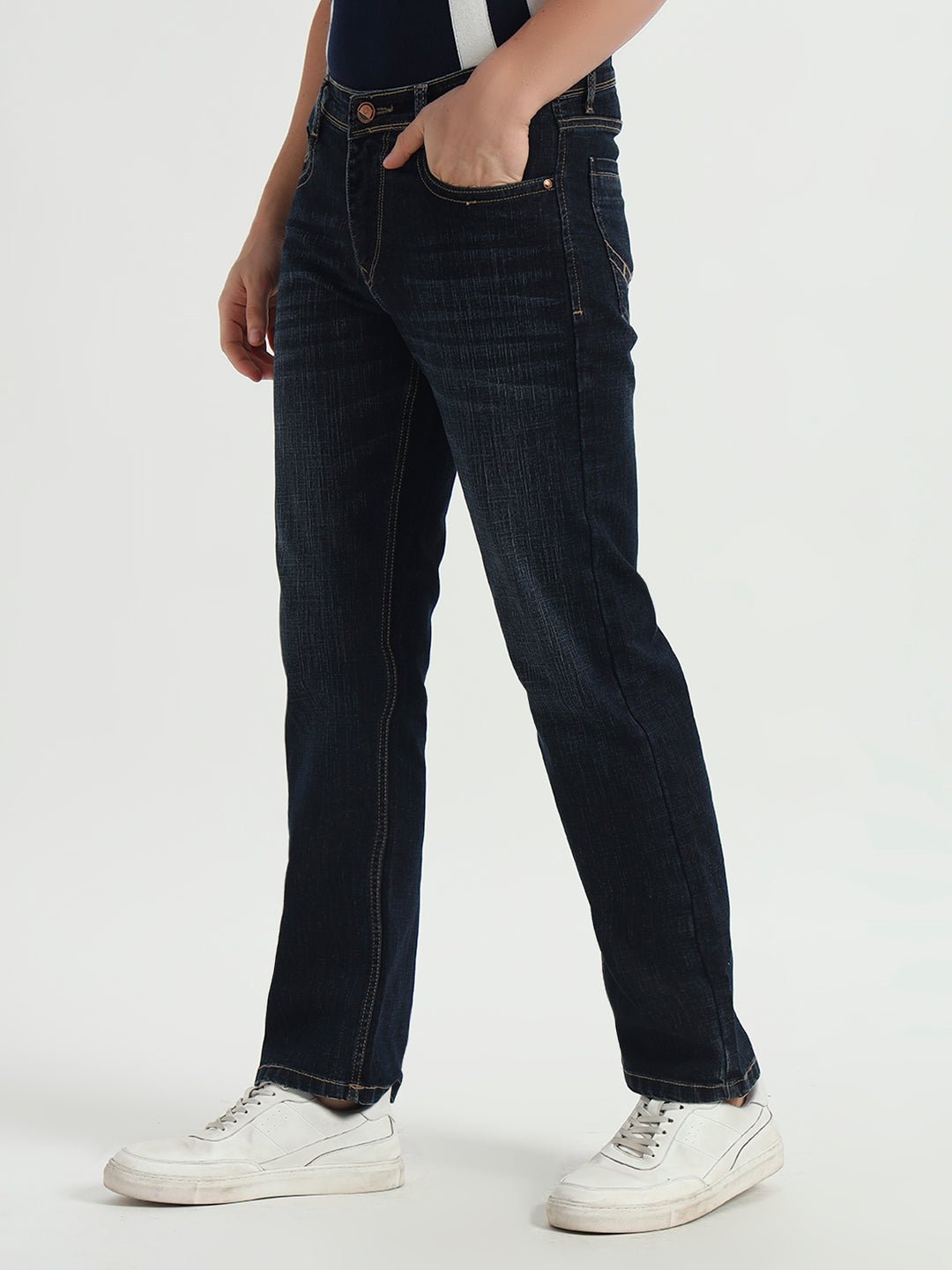 Smoke Dark Blue Straight Fit Jeans