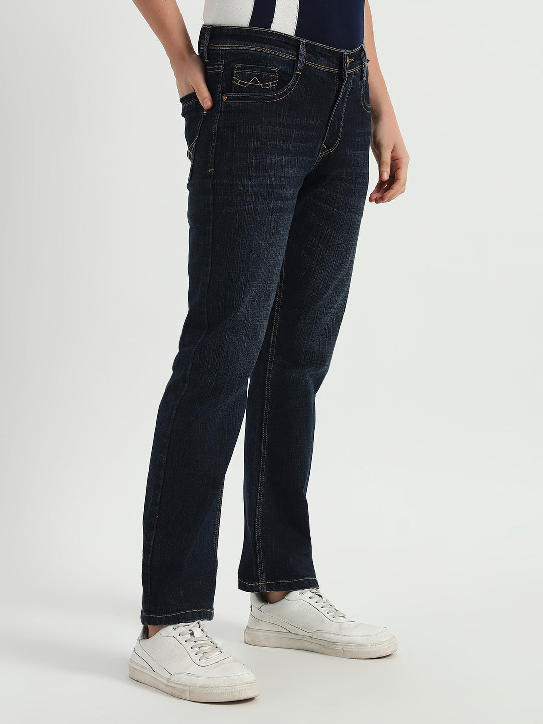Smoke Dark Blue Straight Fit Jeans