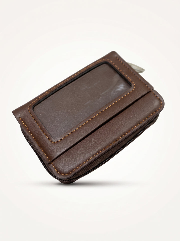 Coffee Brown Premium Tan Zip-Around Accordion Card Wallet | Secure & Compact