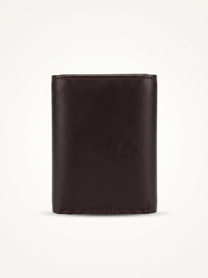 Premium Compact Leather Trifold Wallet – Brown