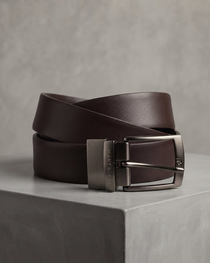 Premium Smooth Leather Dress Belt – Dark Brown