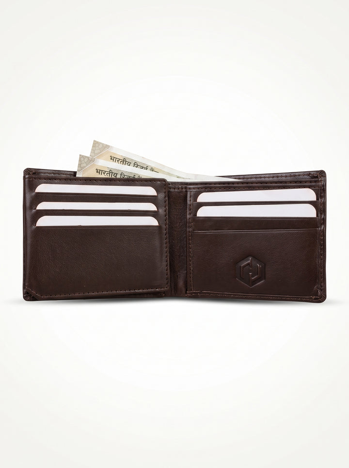 Minimalist 6-Slot Leather Bi-Fold Wallet – Classic Black