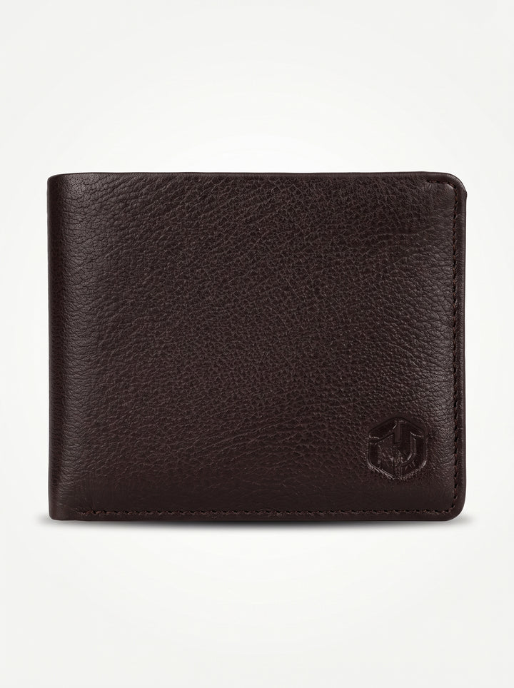Premium Genuine Leather Bi-Fold Wallet – Dark Brown
