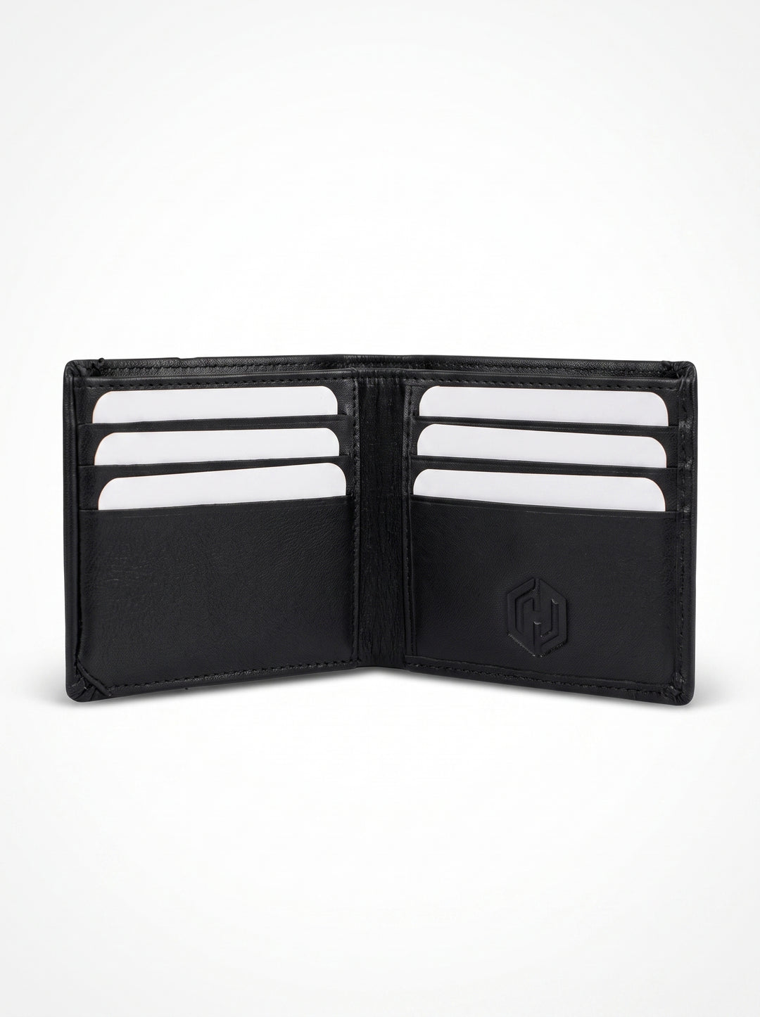Minimalist 6-Slot Leather Bi-Fold Wallet – Classic Black