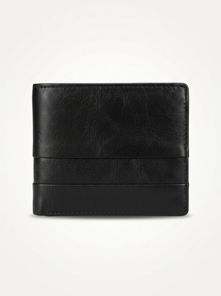 Classic Leather Bi-Fold Wallet with Coin Pouch – Dark Brown
