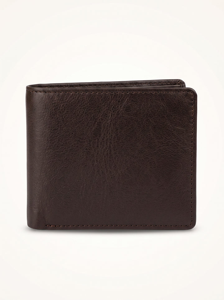 Premium Genuine Leather Bi-Fold Wallet – Dark Brown