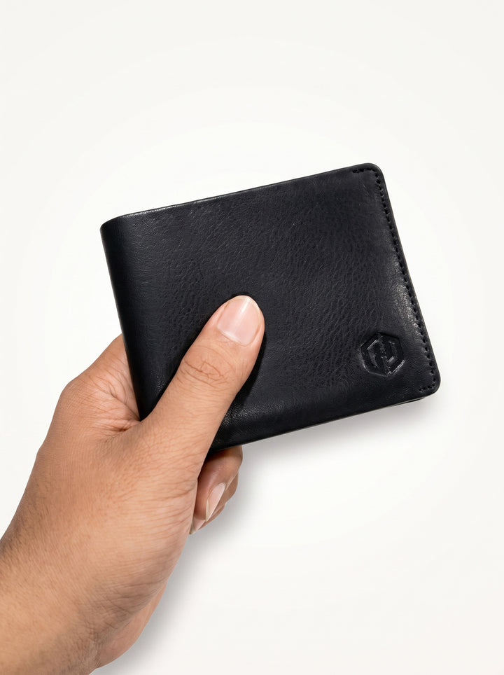 Premium Genuine Leather Bi-Fold Wallet – Dark Brown