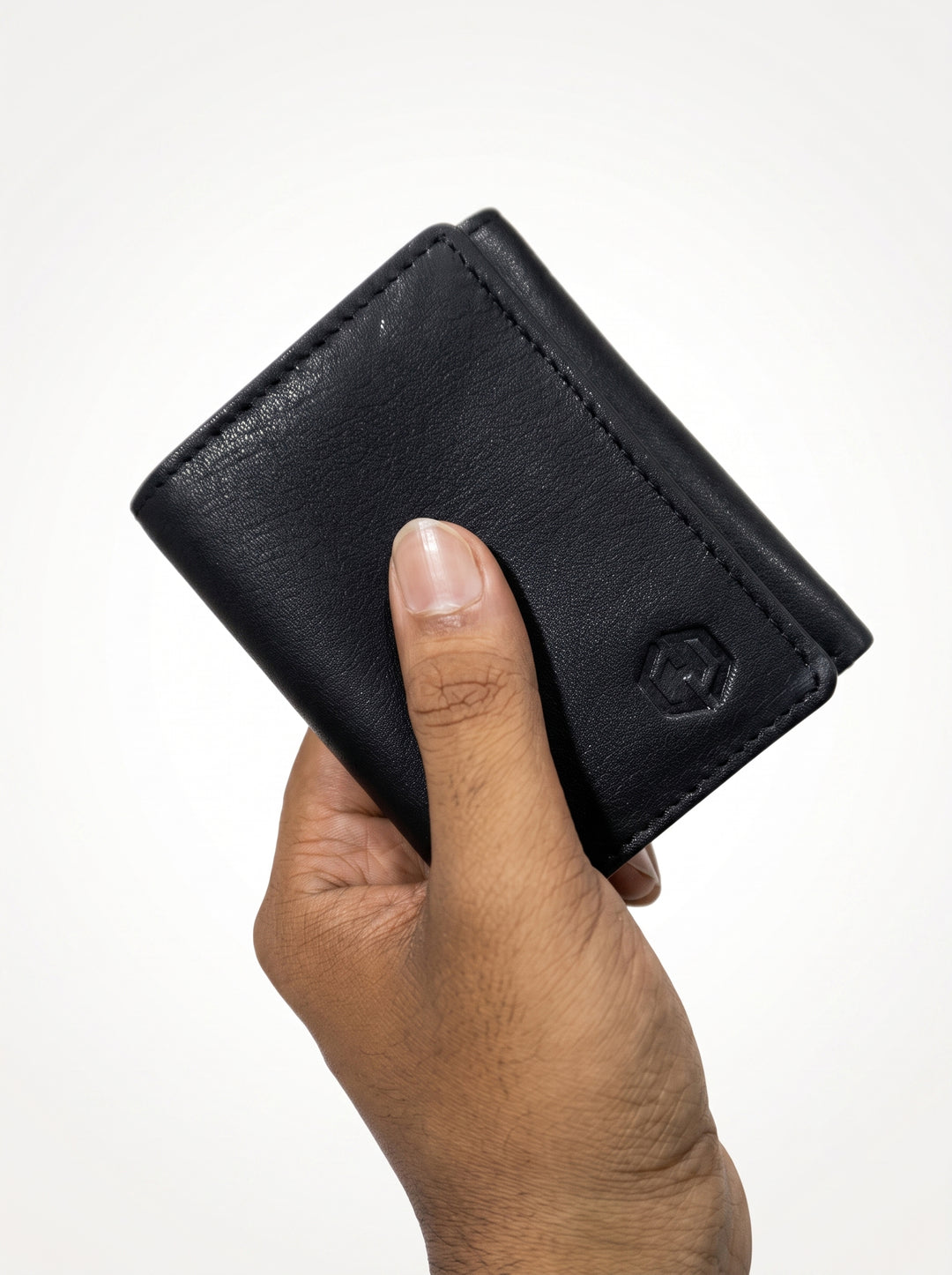 Premium Compact Leather Trifold Wallet – Brown