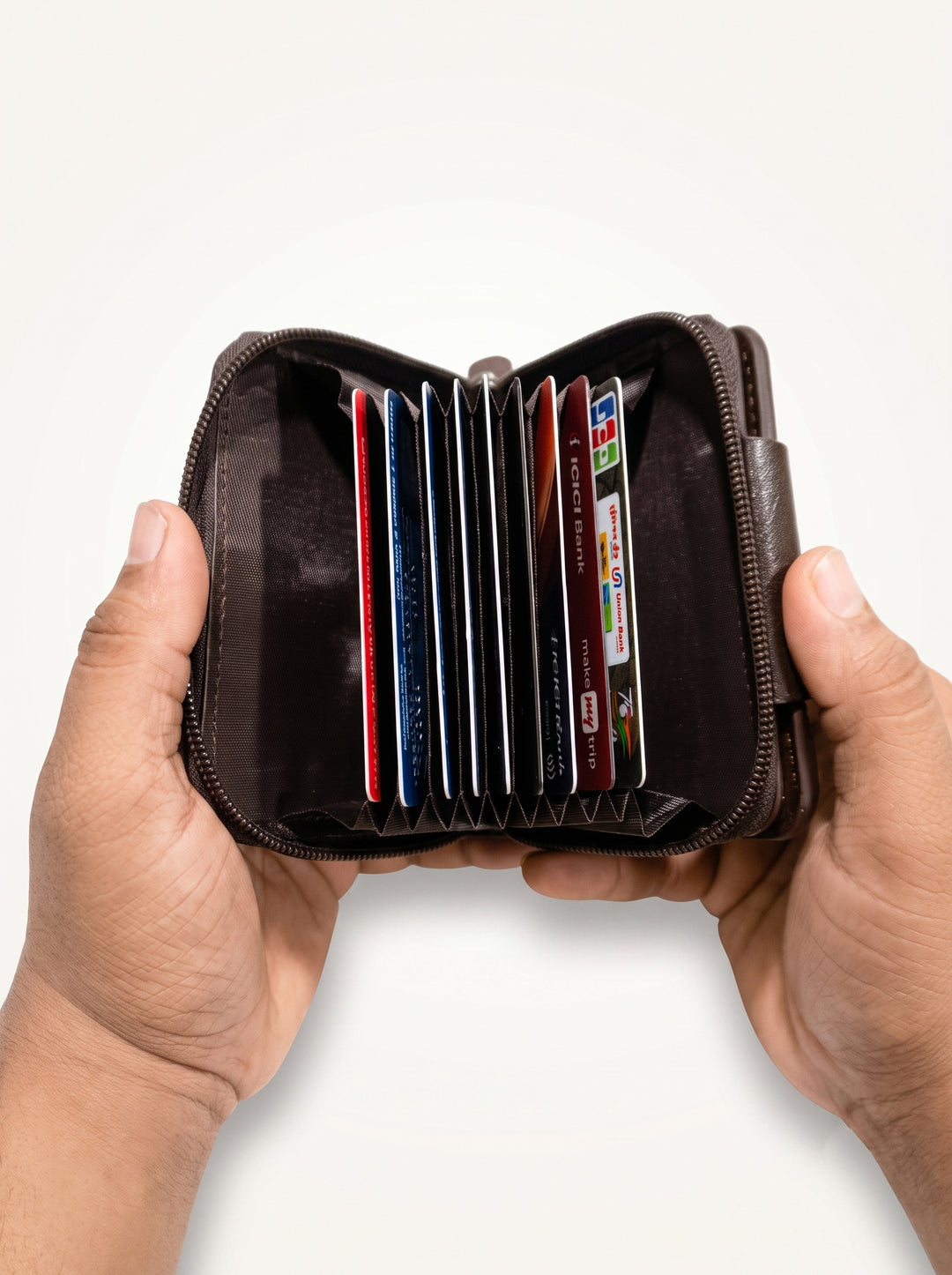 High-Capacity Hybrid Zip & Snap Leather Wallet – Classic Black