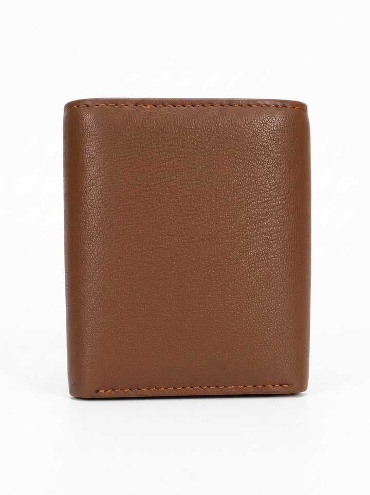 Premium Compact Leather Trifold Wallet – Brown