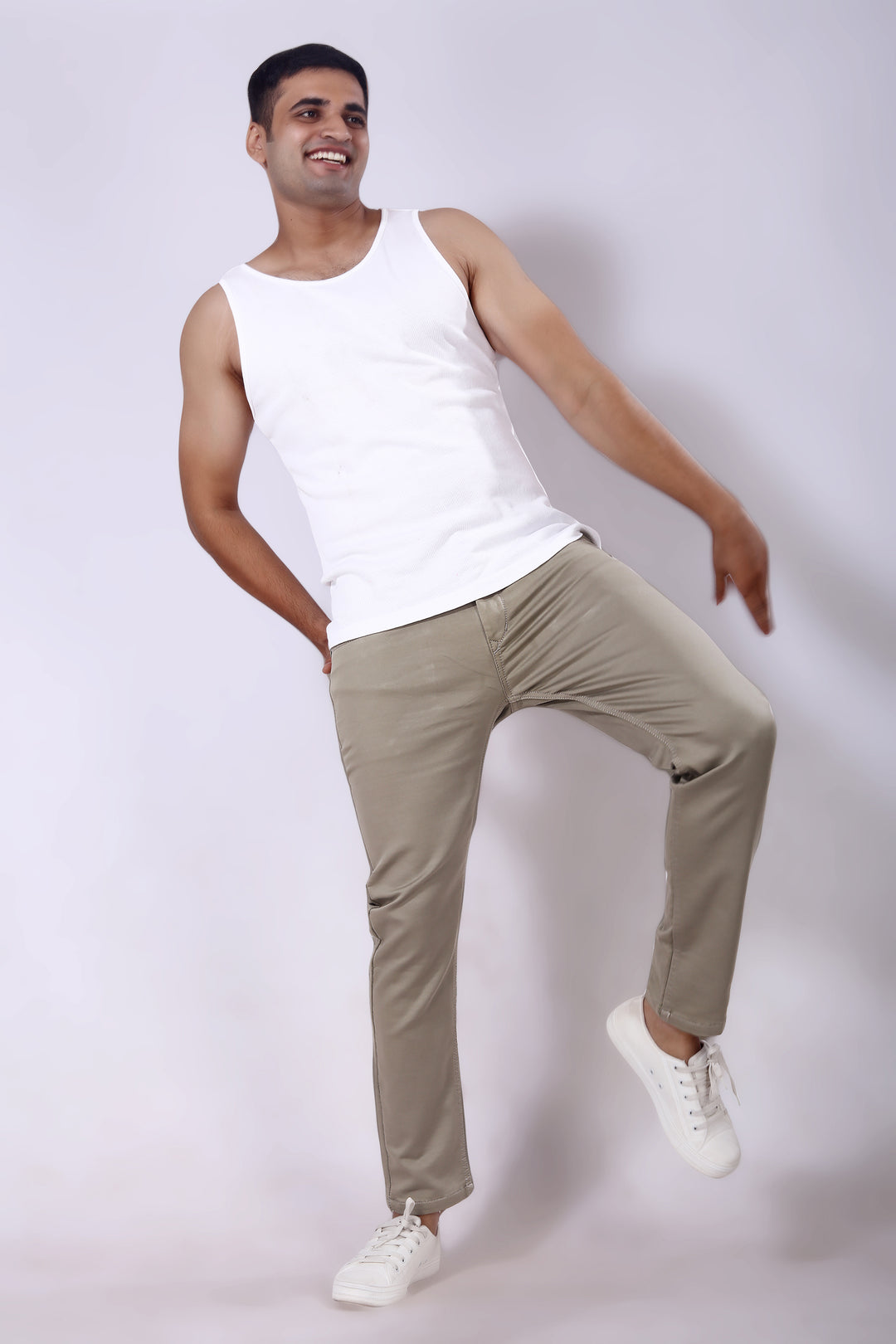 Beige Reactive Jeans Pant