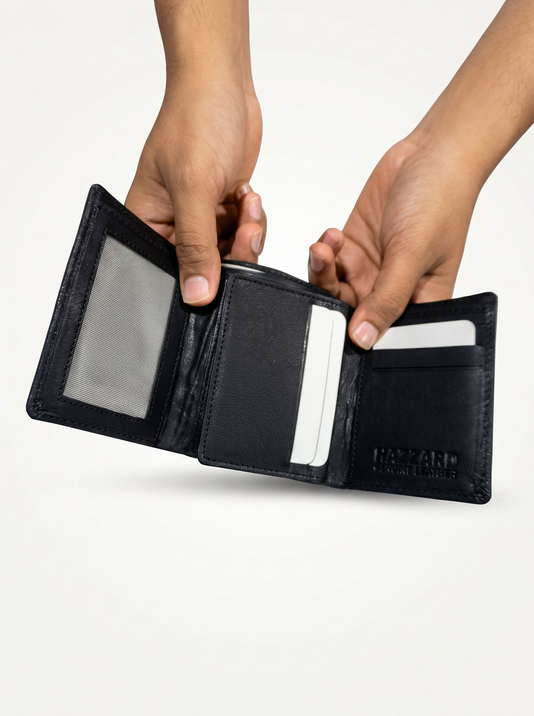 Premium Compact Leather Trifold Wallet – Brown
