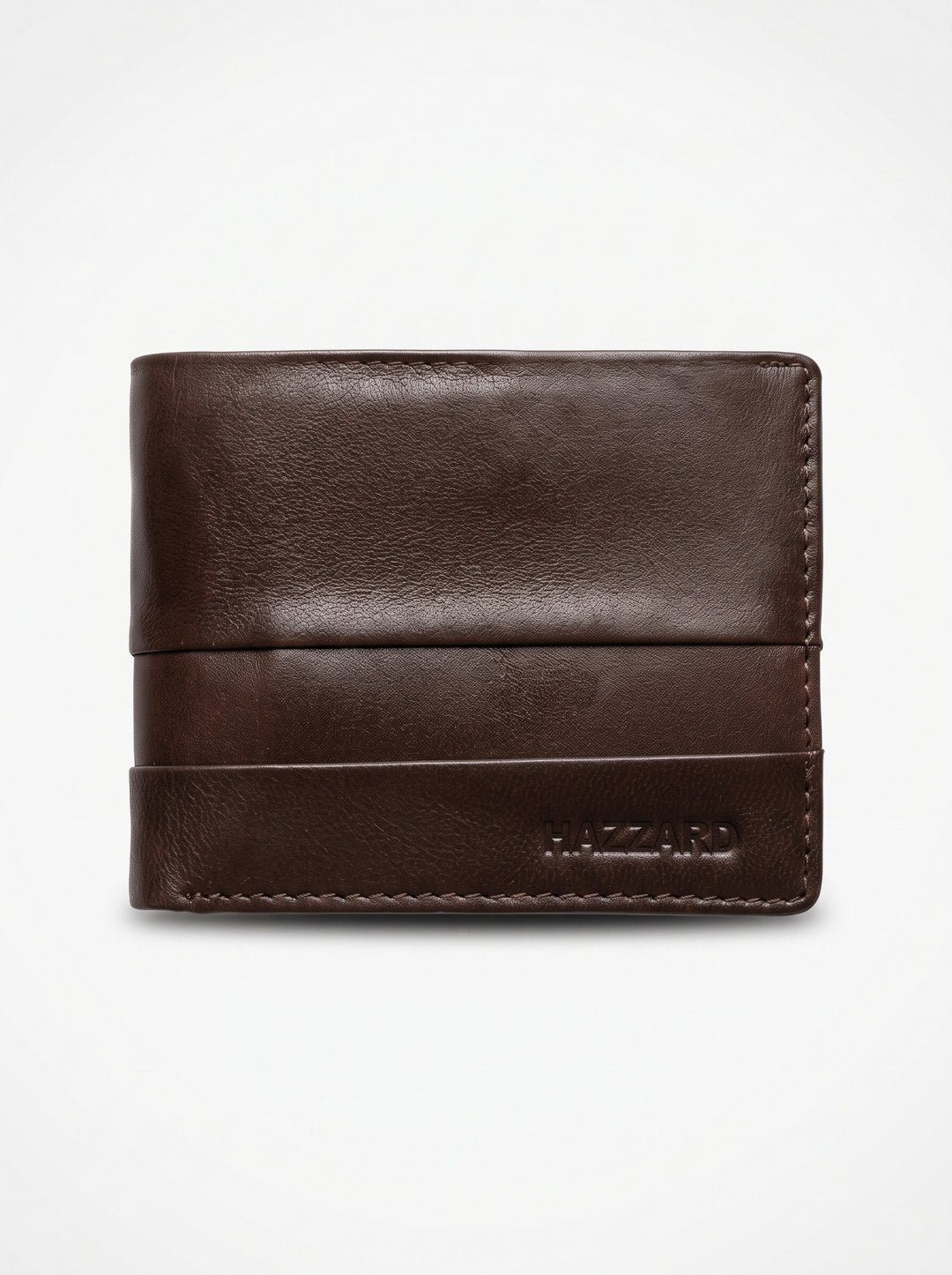 Classic Leather Bi-Fold Wallet with Coin Pouch – Dark Brown