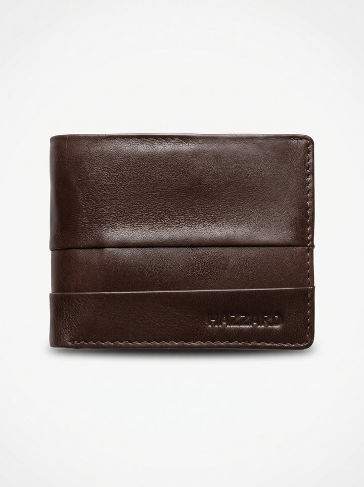 Classic Leather Bi-Fold Wallet with Coin Pouch – Dark Brown