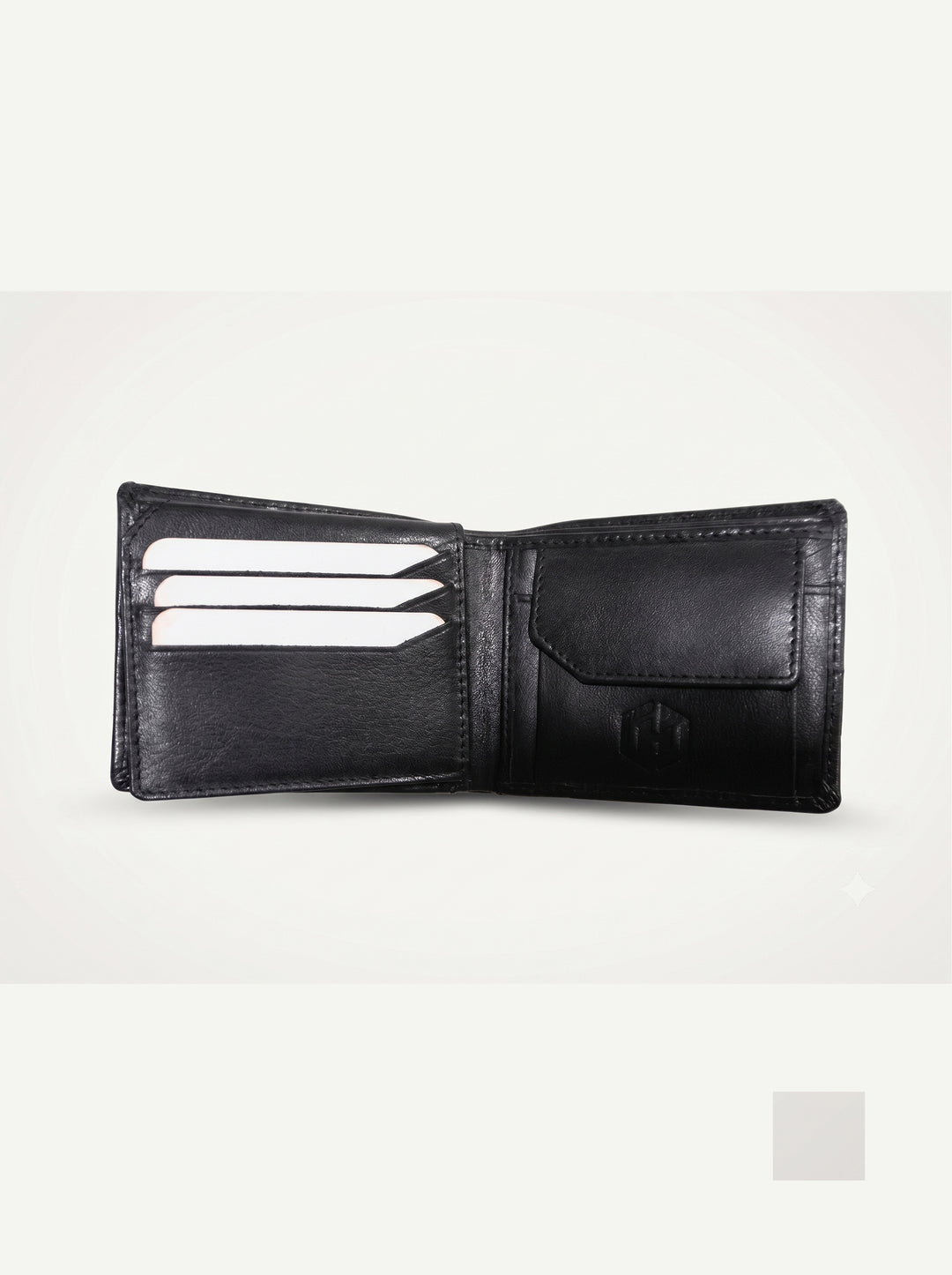 Classic Leather Bi-Fold Wallet with Coin Pouch – Dark Brown