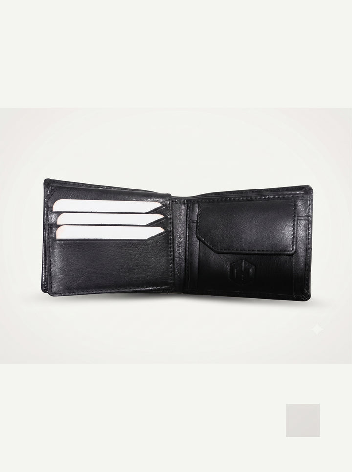 Classic Leather Bi-Fold Wallet with Coin Pouch – Dark Brown