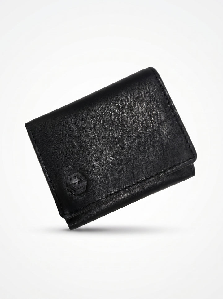 Premium Compact Leather Trifold Wallet – Brown