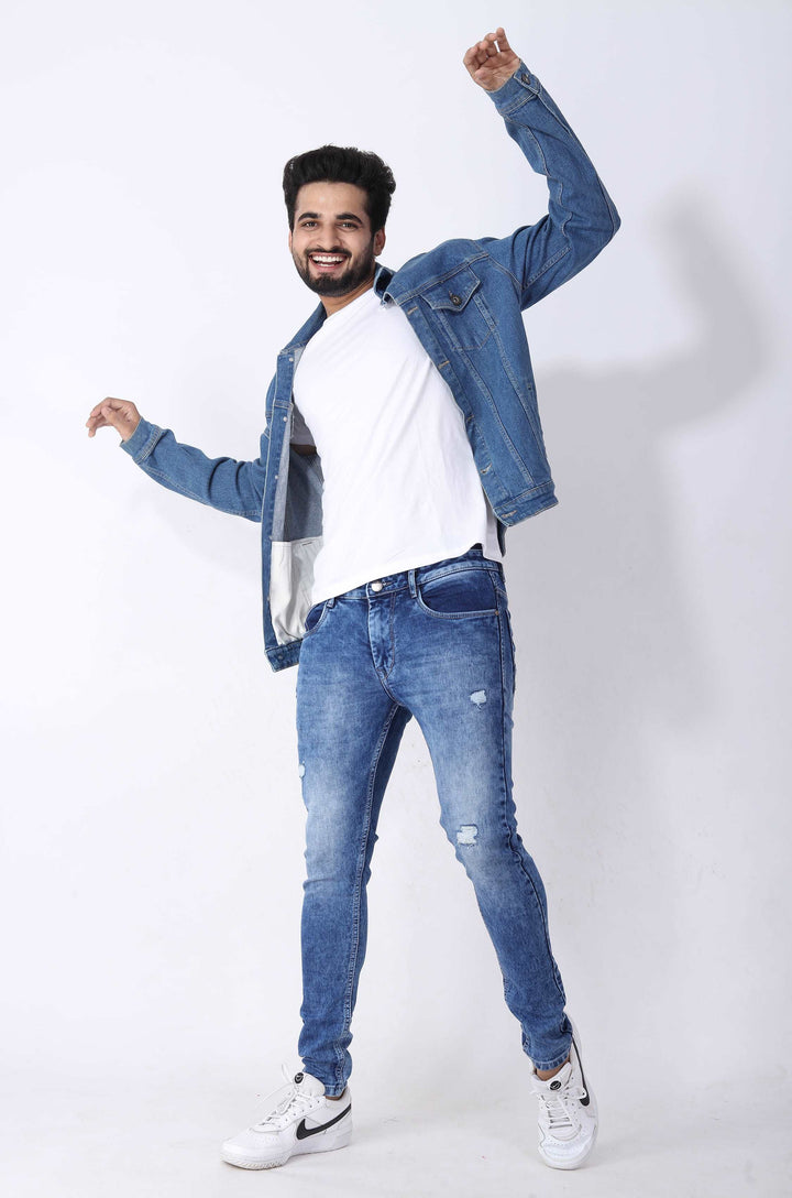 Colorado Royal Blue Knitted Jeans For Men