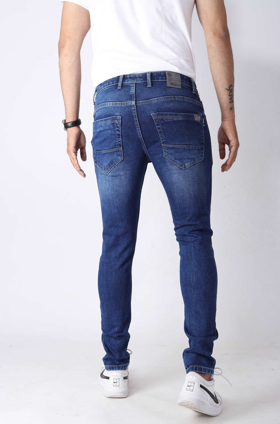 Raddit Mid Blue Knitted Jeans For Men