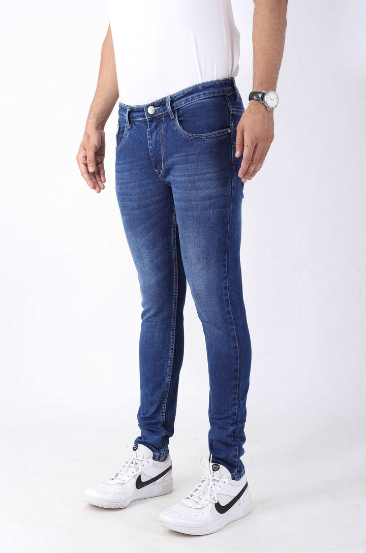 Raddit Mid Blue Knitted Jeans For Men