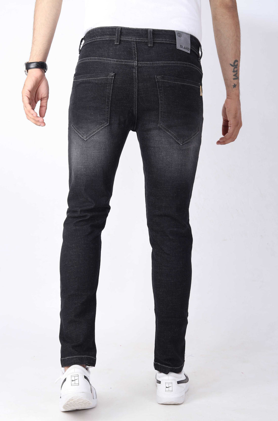 Shadow Washed Black Skinny Jeans For Men