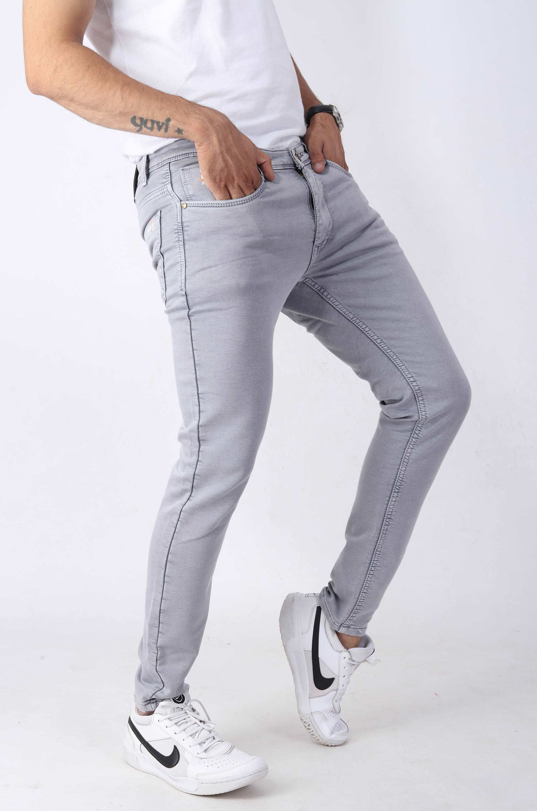 Battle Grey Skinny Jeans For Men