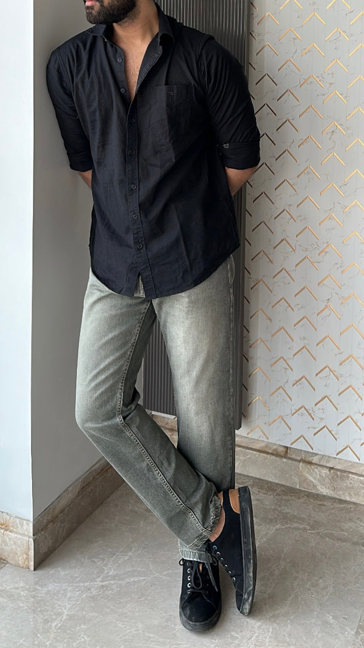 Light Olive Tailored Fit Denim Jeans For Men