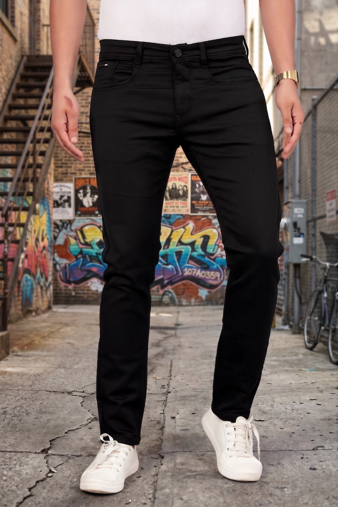 No Fade Black Denim Jeans For Men