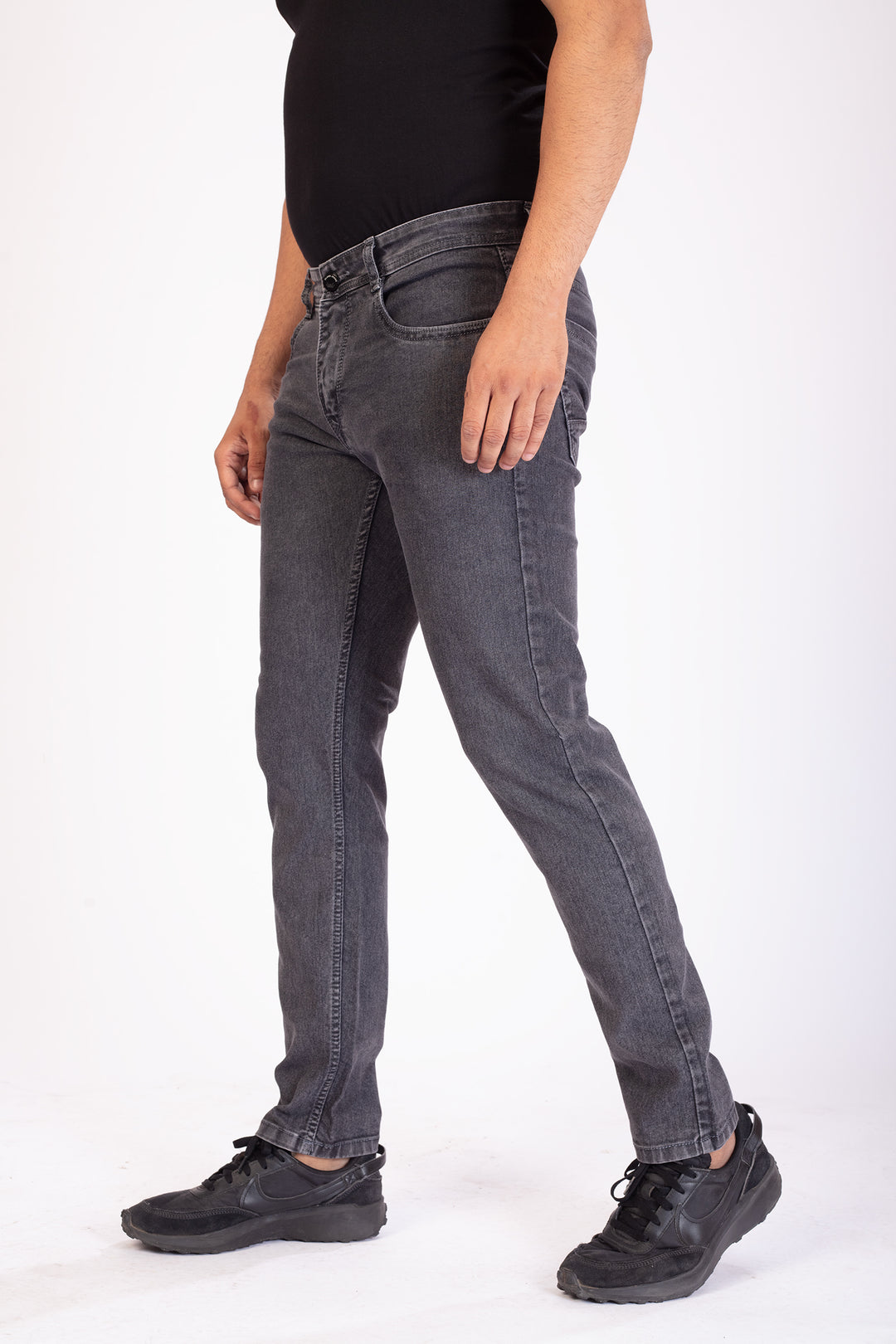 Charcol Grey Stretch Slim Fit Denim Jeans For Men