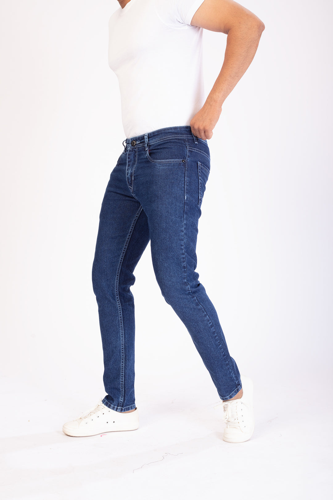 Navy Blue Stretch Slim Fit Denim Jeans For Men