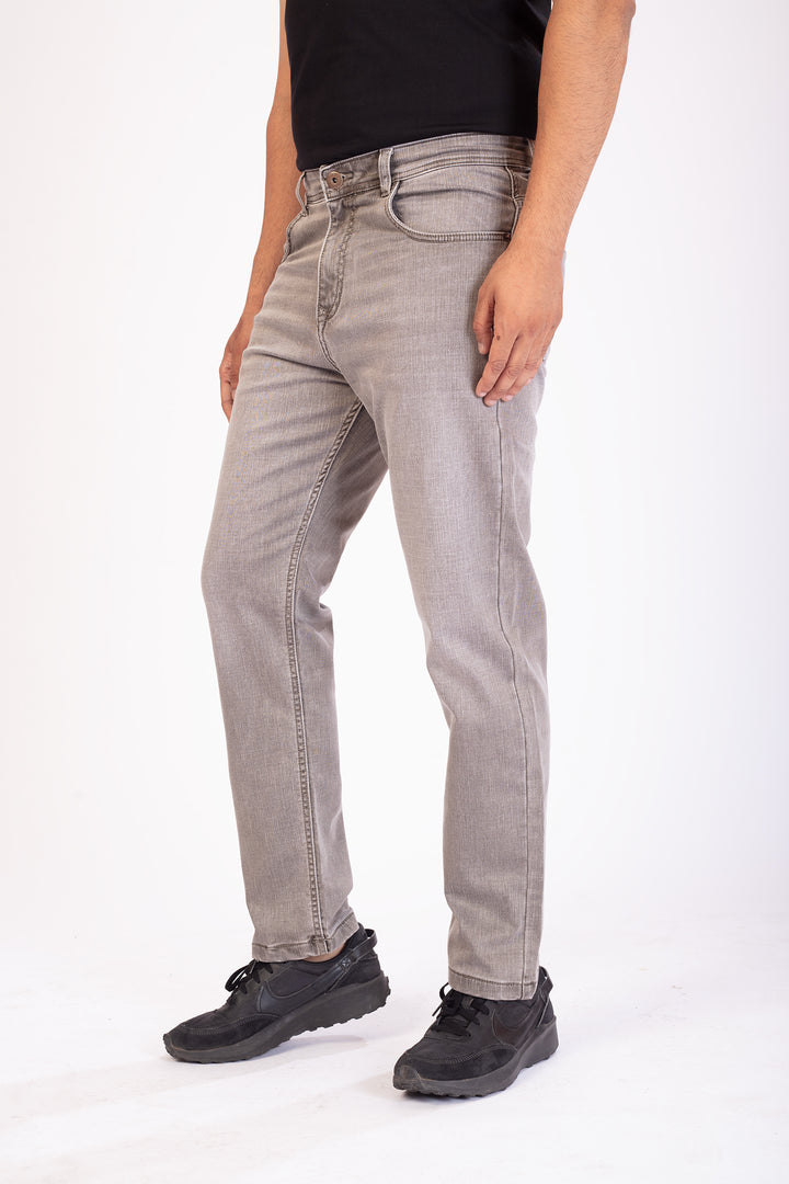 Dusty Brown Tailored Fit Denim Jeans For Men