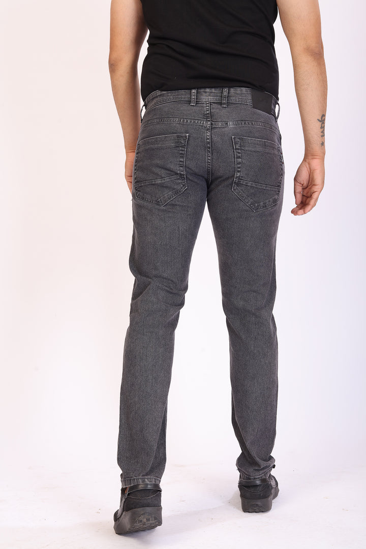 Charcol Grey Stretch Slim Fit Denim Jeans For Men