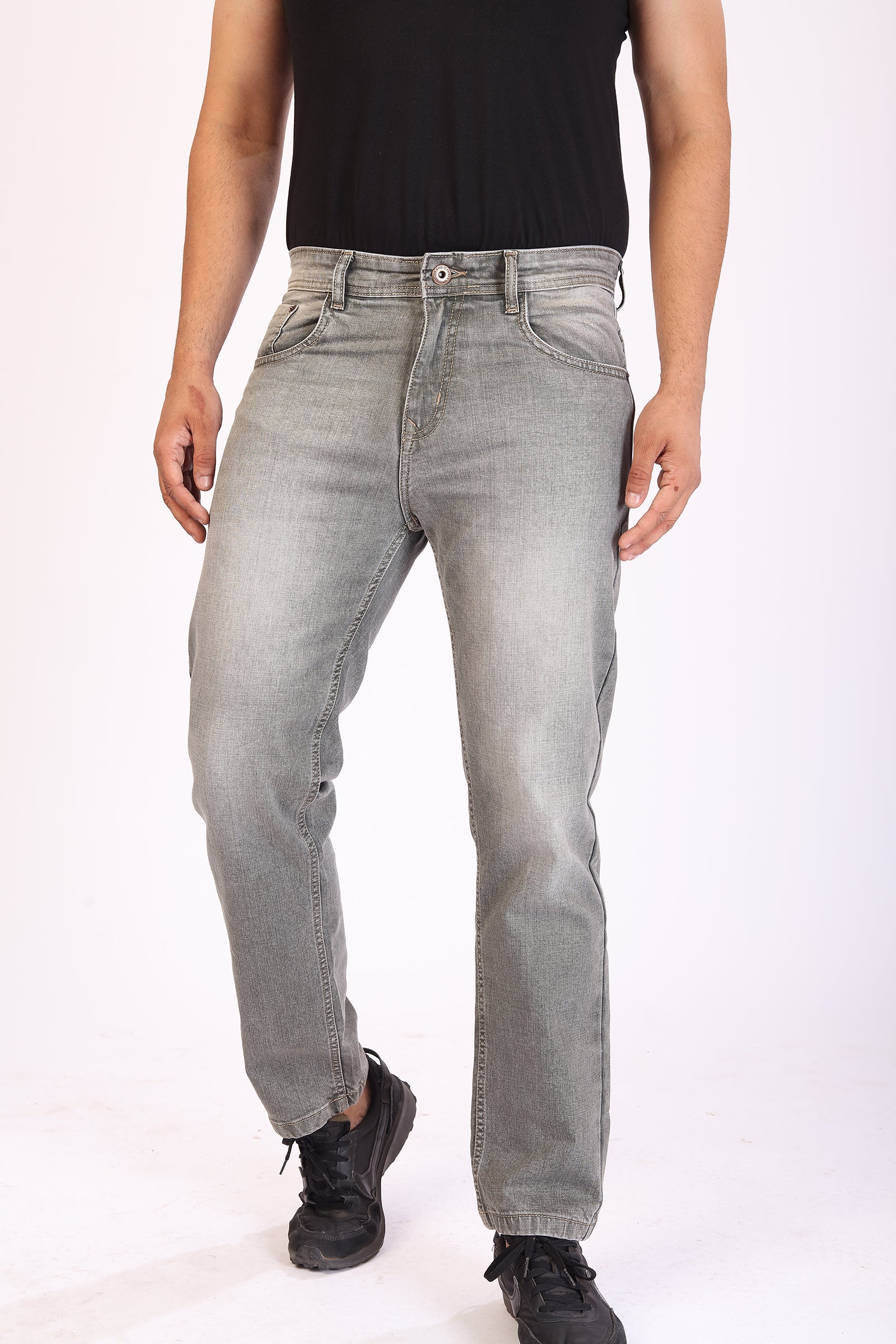Light Olive Tailored Fit Denim Jeans For Men – D Land