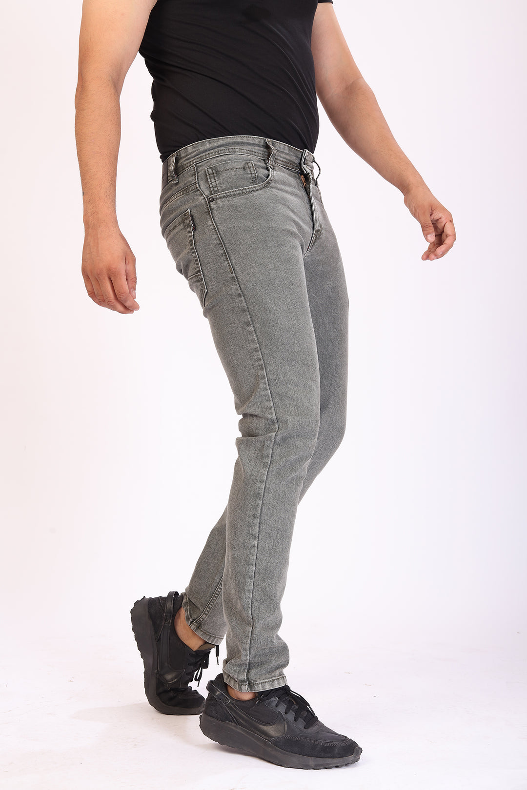 Olive Stretch Slim Fit Denim Jeans For Men