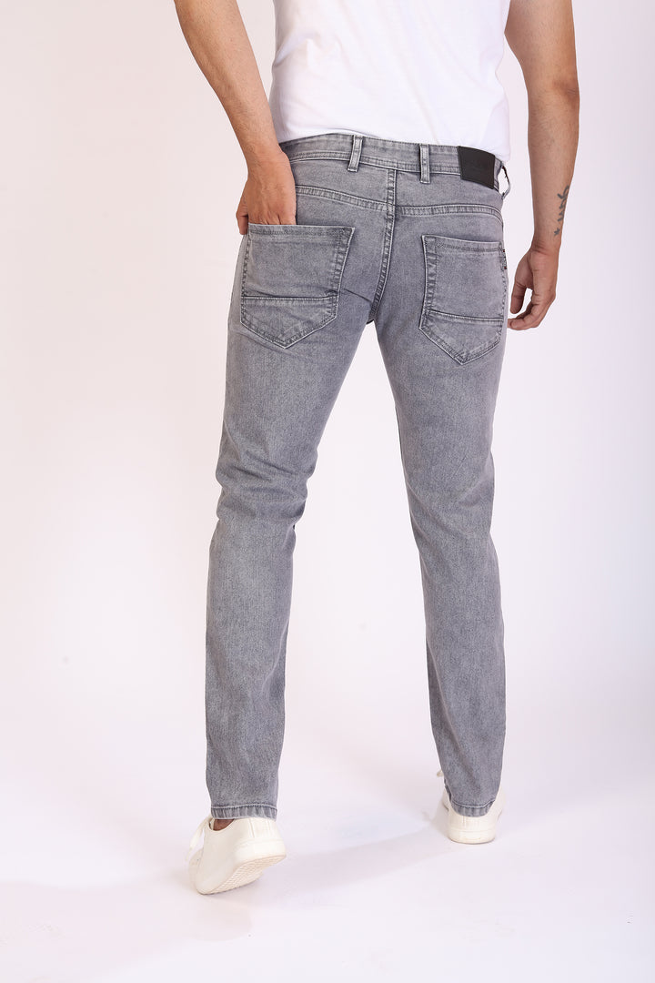 Ash Grey Stretch Slim Fit Denim Jeans For Men
