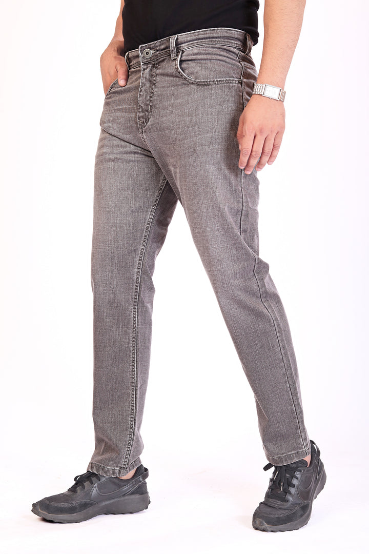 Dusty Brown Tailored Fit Denim Jeans For Men