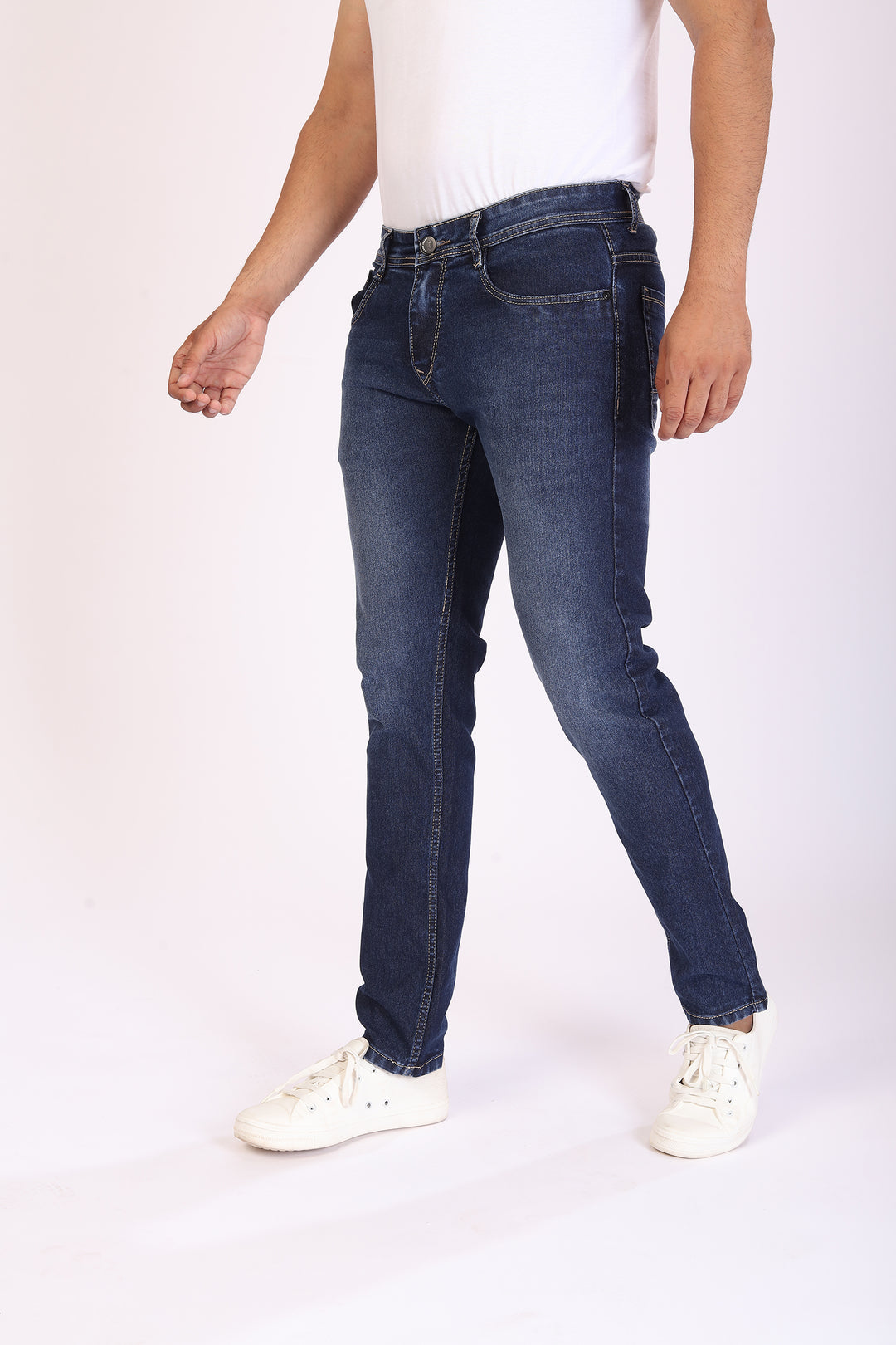 Mid Blue Stretch Slim Fit Denim Jeans For Men