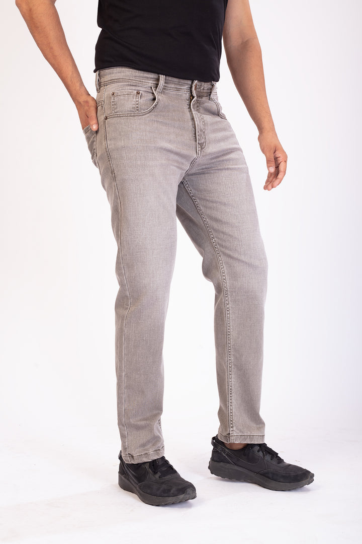 Dusty Brown Tailored Fit Denim Jeans For Men