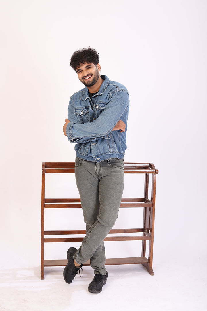 Olive Stretch Slim Fit Denim Jeans For Men