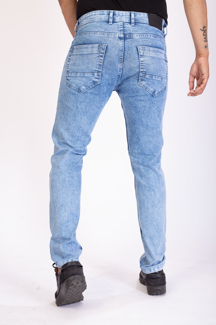 Sky Blue Stretch Slim Fit Denim Jeans For Men