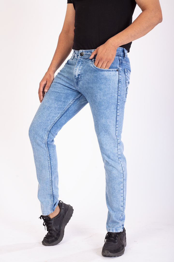 Sky Blue Stretch Slim Fit Denim Jeans For Men