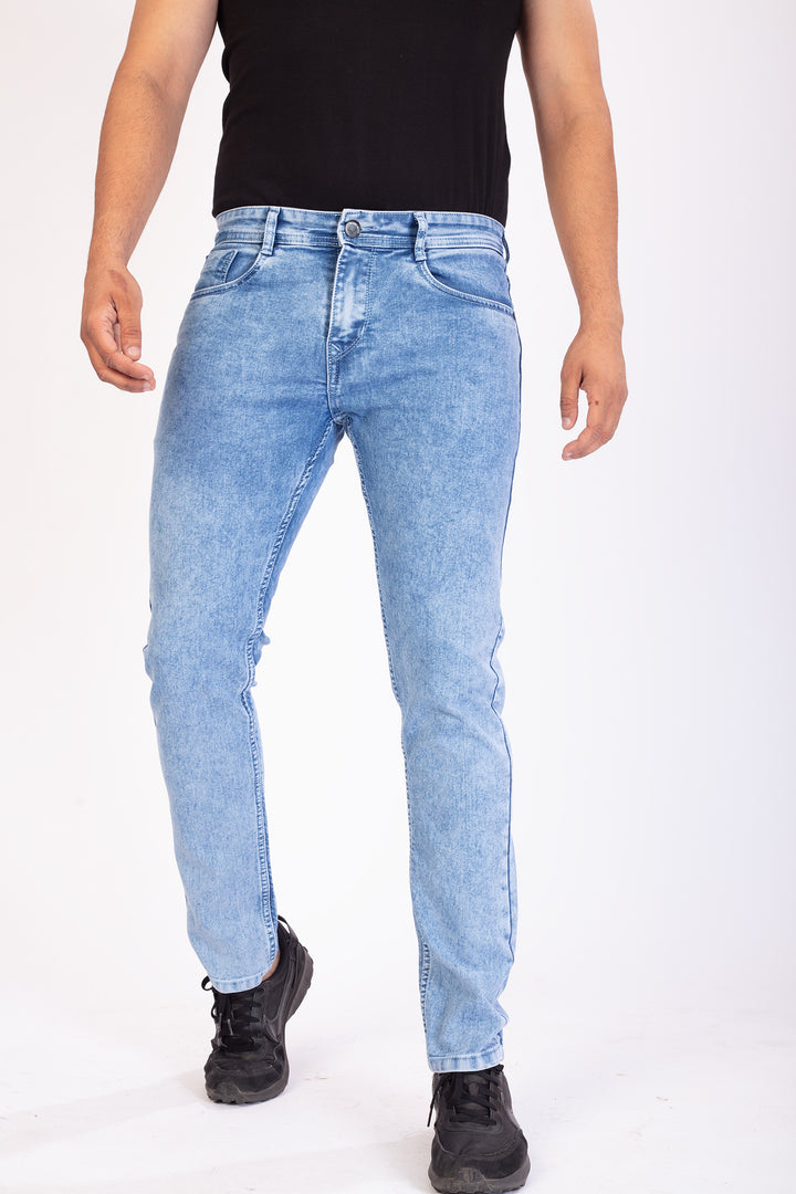 Sky Blue Stretch Slim Fit Denim Jeans For Men