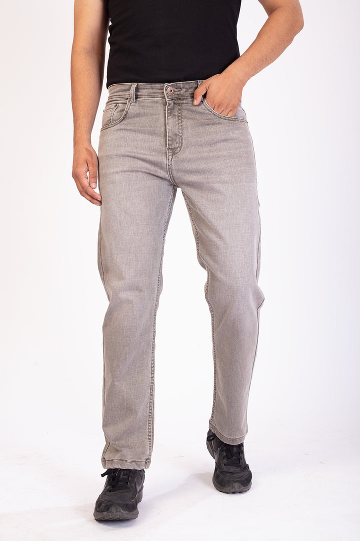 Dusty Brown Tailored Fit Denim Jeans For Men