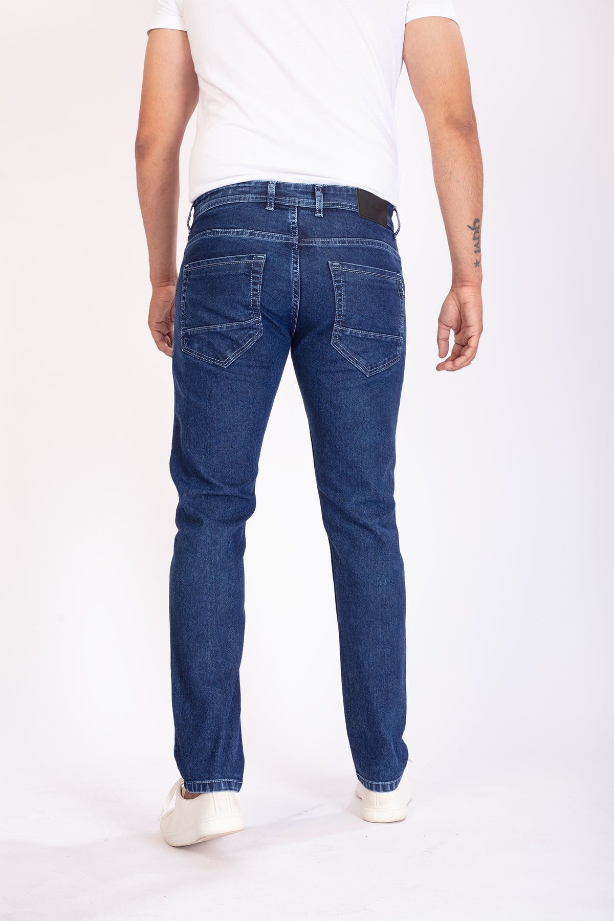 Men D Navy Blue Stretch Slim Fit Denim Jeans For Men – D Land
