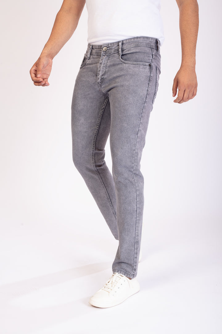 Ash Grey Stretch Slim Fit Denim Jeans For Men