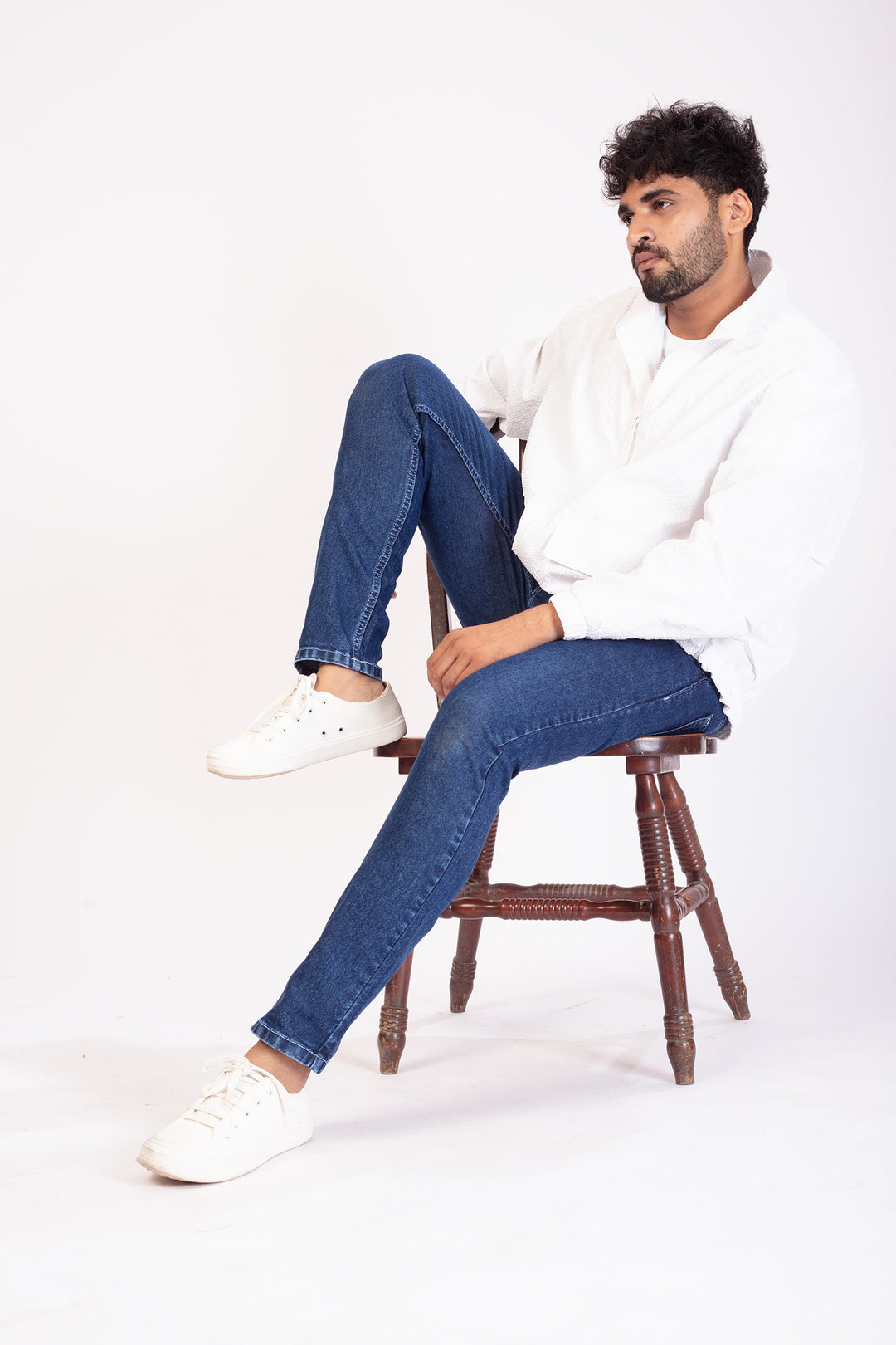 Navy Blue Stretch Slim Fit Denim Jeans For Men
